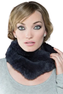 Online Classic Knitted Rex Rabbit Fur Funnel Women Rex Rabbit|Scarves