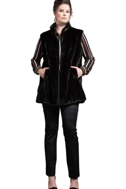 Best Classic Plus Size Vertical Mink Vest Women Mink|Plus Size Furs