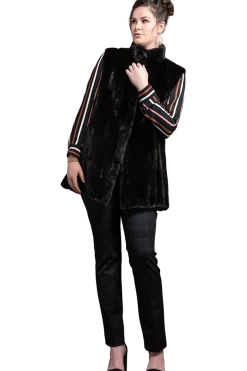 Best Classic Plus Size Vertical Mink Vest Women Mink|Plus Size Furs