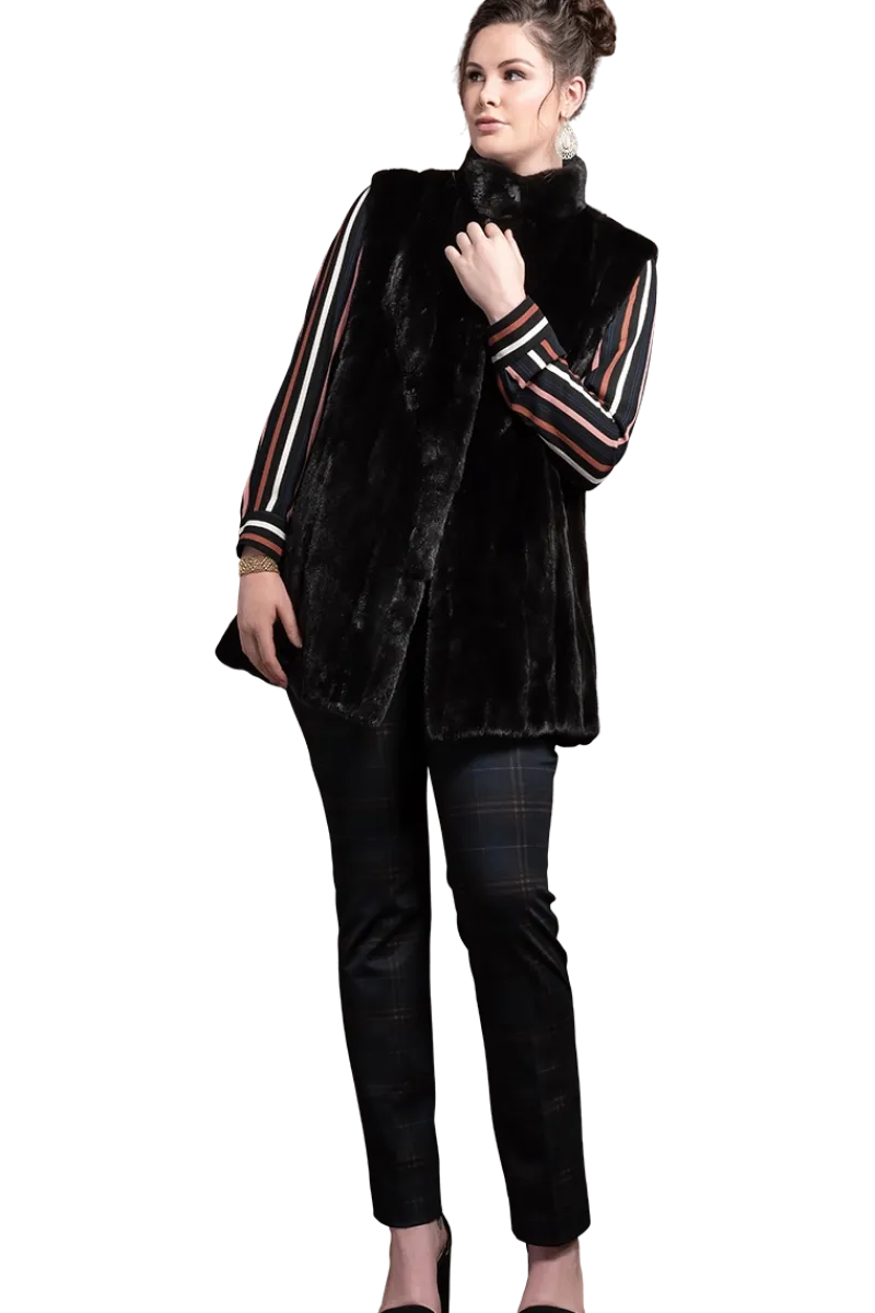 Best Classic Plus Size Vertical Mink Vest Women Mink|Plus Size Furs