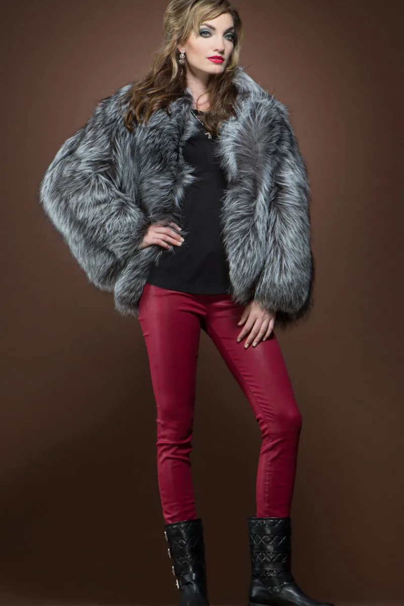 Clearance Classic Silver Fox Fur Jacket Women Fur Jackets