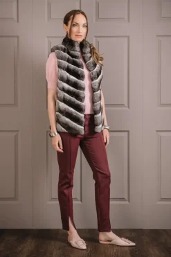 Discount Classic V-Cut Chinchilla Fur Vest Women Chinchilla