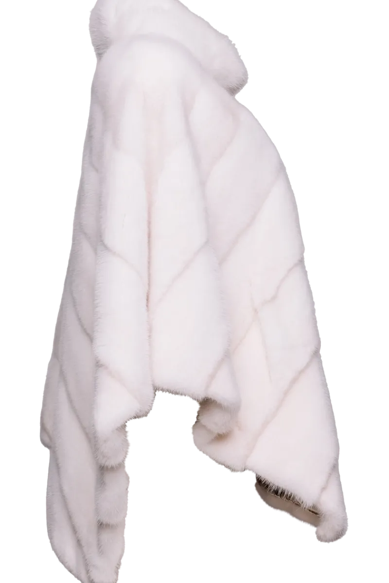 Discount Diagonal Mink Fur Poncho Women Fur Jackets