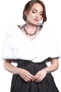 New Elegant - Evening - Horizontal Mink Fur Cape Women Bridal Evening Fur|Mink