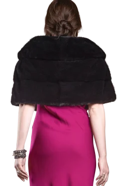 New Elegant - Evening - Horizontal Mink Fur Cape Women Bridal Evening Fur|Mink