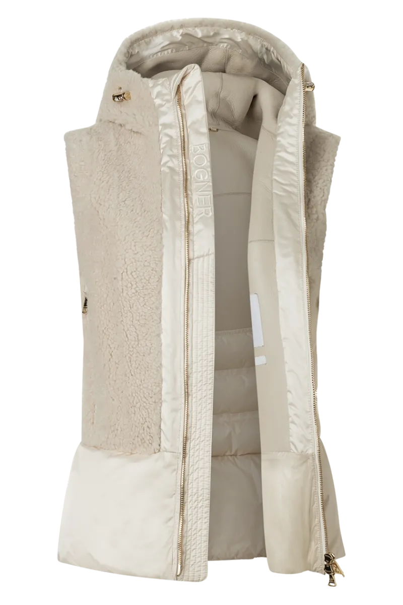 Best Fenna Hooded Shearling & Down Hybrid Vest Women Ski Layers