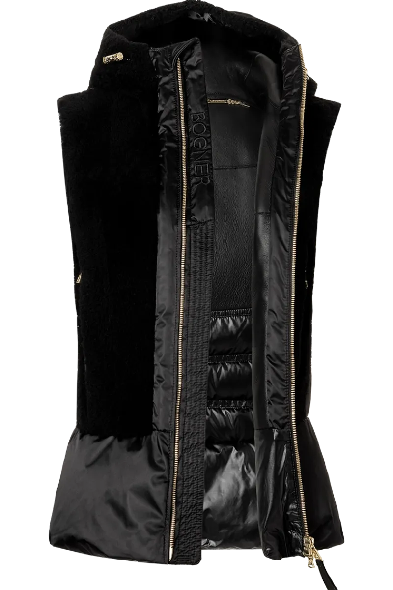 Best Fenna Hooded Shearling & Down Hybrid Vest Women Ski Layers