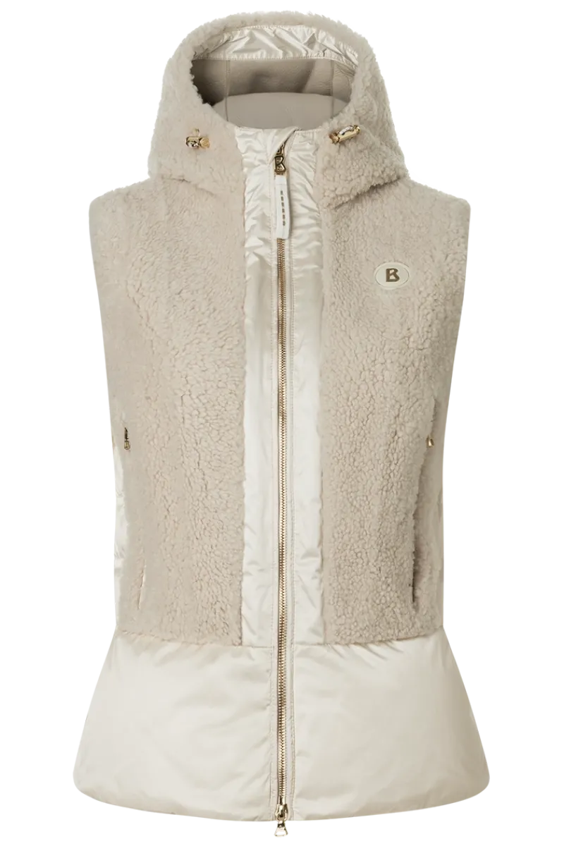 Best Fenna Hooded Shearling & Down Hybrid Vest Women Ski Layers