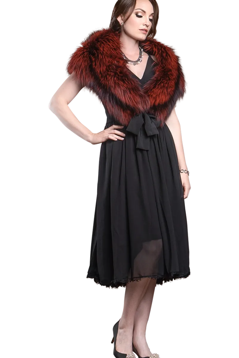 Online Fox Fur Stole - Matching Silk Ties Women Fox