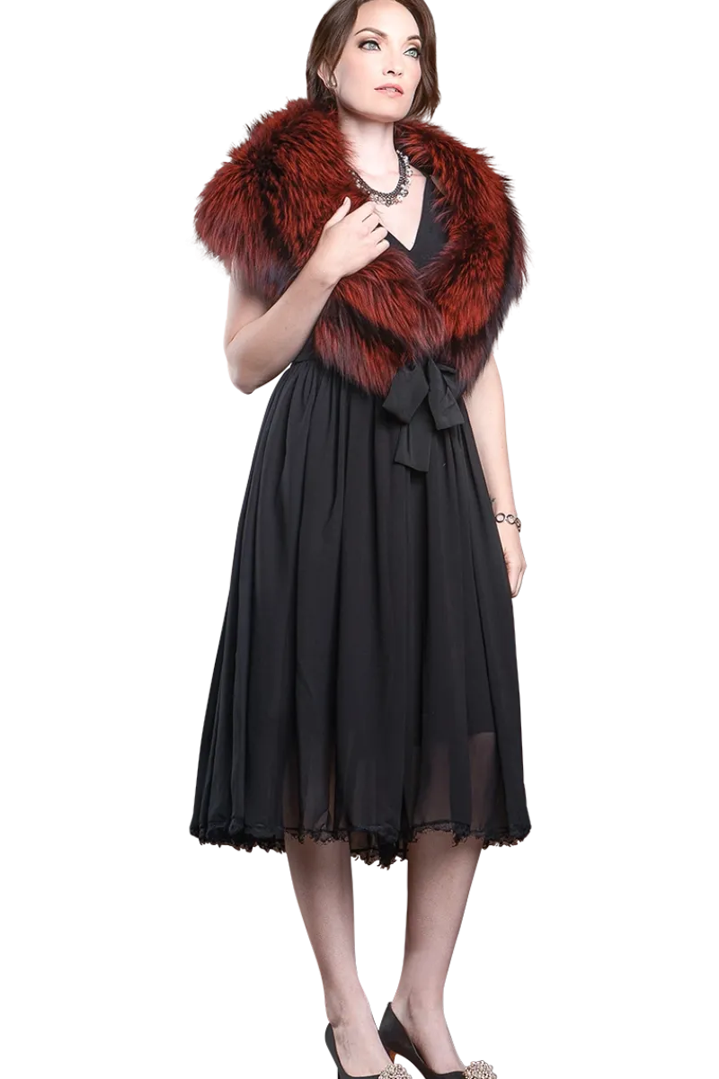 Online Fox Fur Stole - Matching Silk Ties Women Fox