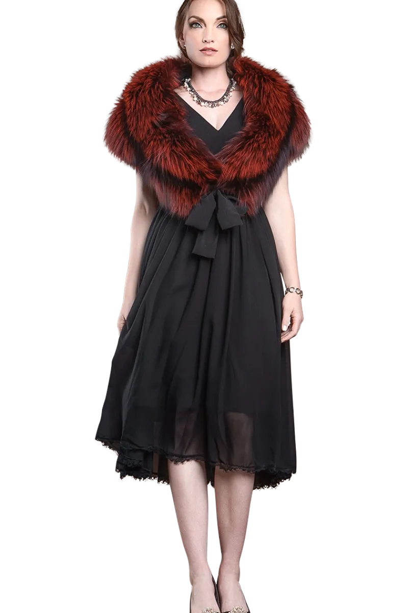 Online Fox Fur Stole - Matching Silk Ties Women Fox
