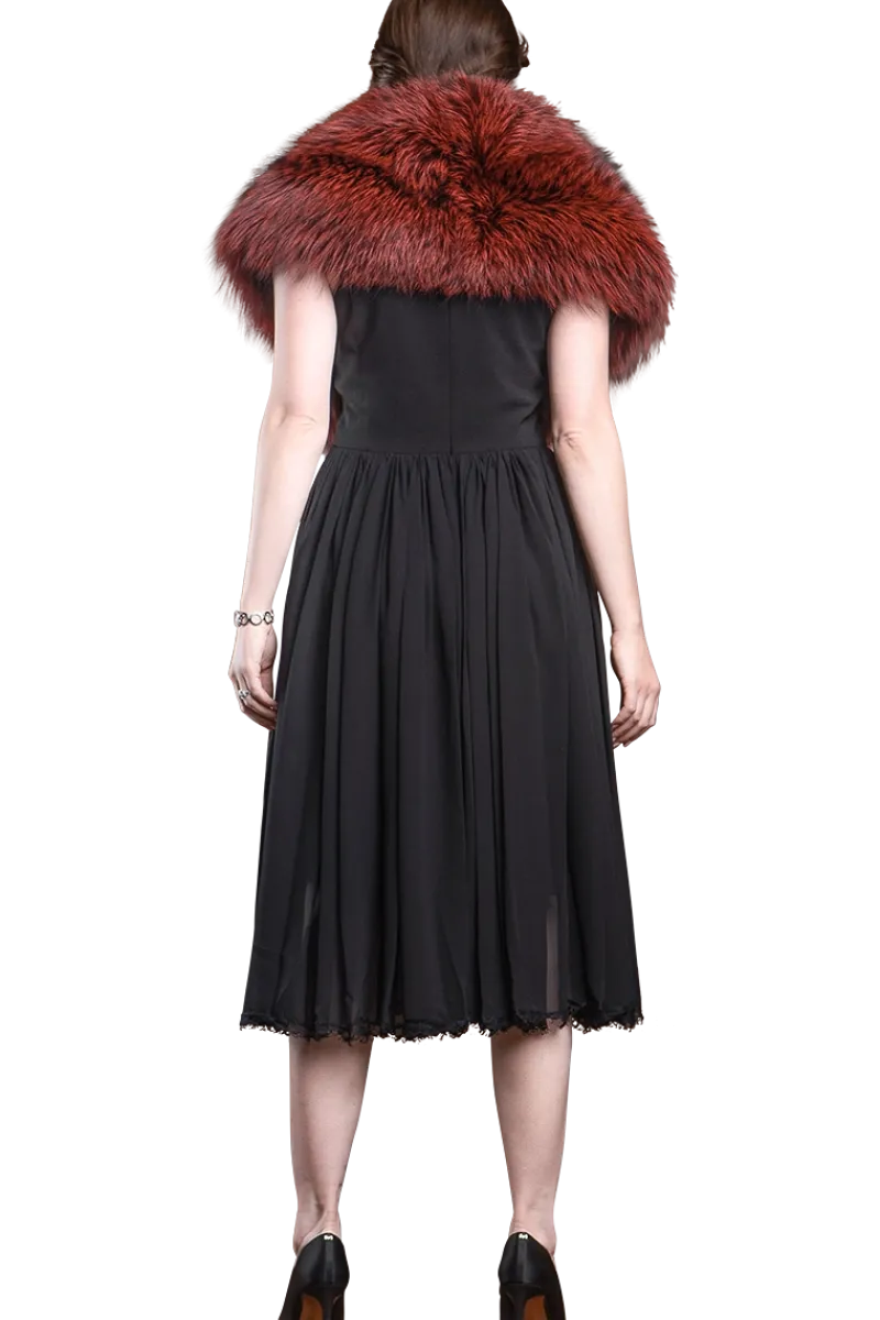 Online Fox Fur Stole - Matching Silk Ties Women Fox