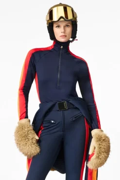 Sale Fuoco Striped Raglan Ski Pully Women Ski Layers