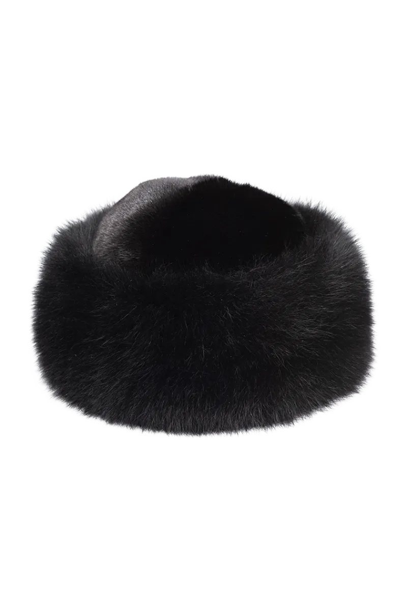 Best GiGi Mink Fur Crown and Fox Fur Roller Hat Women Hats|Fox