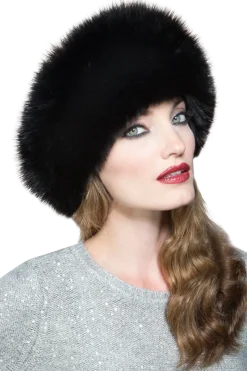Best GiGi Mink Fur Crown and Fox Fur Roller Hat Women Hats|Fox