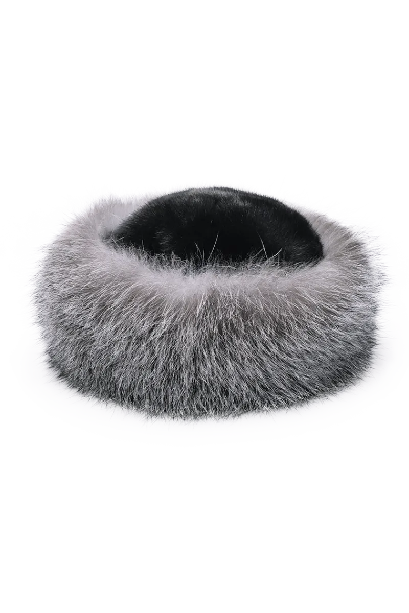 Best GiGi Mink Fur Crown and Fox Fur Roller Hat Women Hats|Fox