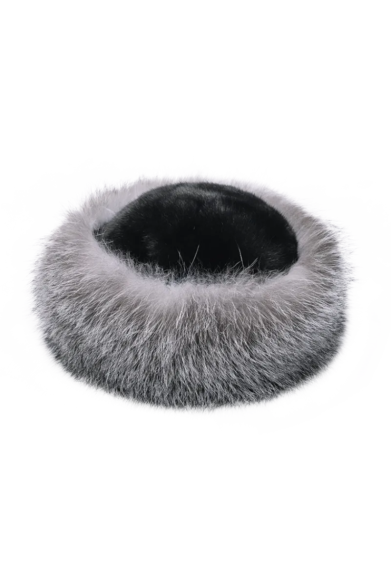 Best GiGi Mink Fur Crown and Fox Fur Roller Hat Women Hats|Fox