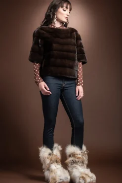 Hot Gilda Fox Fur Boots - Gold Women Boots & Handbags