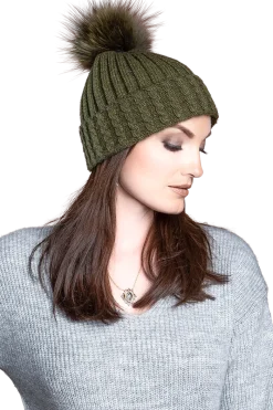 Greta Wool Hat with Detachable Fox Fur Pompom Women Hats|Fox