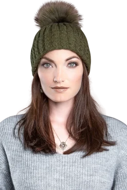 Greta Wool Hat with Detachable Fox Fur Pompom Women Hats|Fox