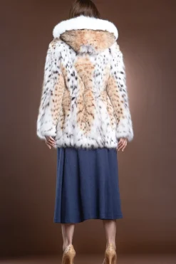 Best Hooded American Lynx and Fox Anorak Fur Jacket Women Fur Jackets