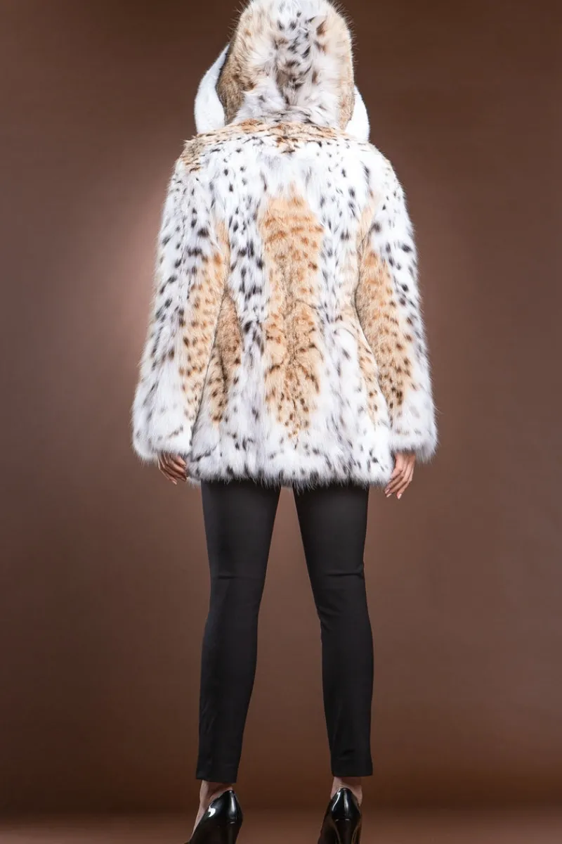 Best Hooded American Lynx and Fox Anorak Fur Jacket Women Fur Jackets