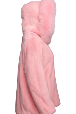 Best Hooded Bubble Gum Mink & Fox Fur Parka Women Mink|Fur Jackets