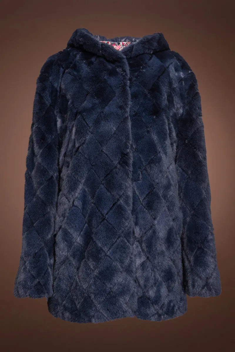 New Hooded Diamond Pattern Mink Fur Jacket Women Fur Jackets