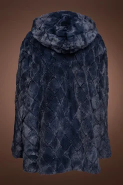 New Hooded Diamond Pattern Mink Fur Jacket Women Fur Jackets