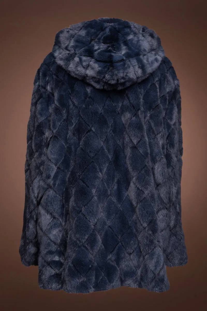 New Hooded Diamond Pattern Mink Fur Jacket Women Fur Jackets