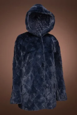 New Hooded Diamond Pattern Mink Fur Jacket Women Fur Jackets
