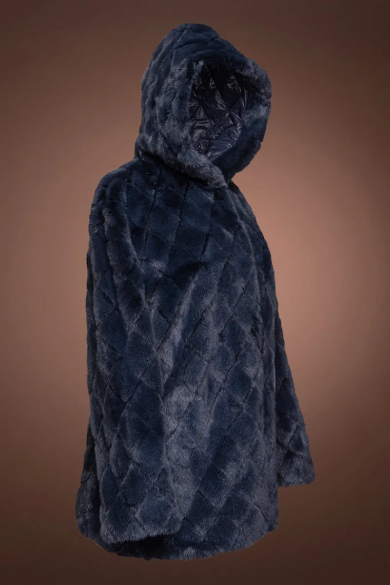 New Hooded Diamond Pattern Mink Fur Jacket Women Fur Jackets