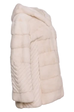 Hot Hooded Horizontal & Chevron Mink Fur Jacket Women Fur Jackets