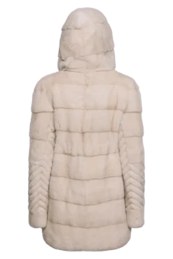 Hot Hooded Horizontal & Chevron Mink Fur Jacket Women Fur Jackets