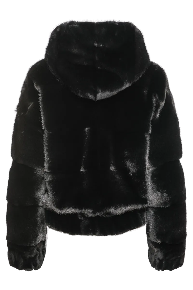 Online Hooded Horizontal Mink Fur Bomber Jacket Women Fur Jackets