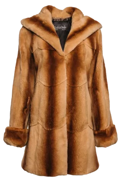 Sale Hooded Plucked Mink Fur Jacket Women Fur Jackets