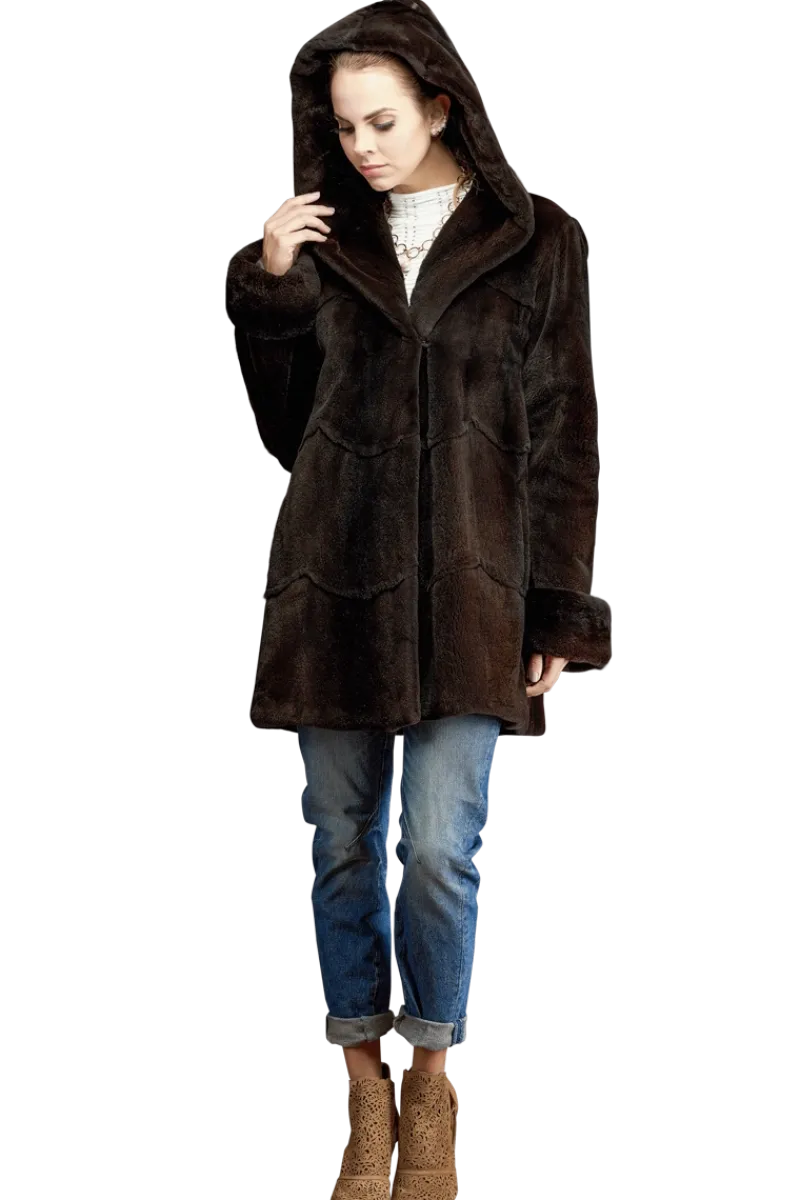 Sale Hooded Plucked Mink Fur Jacket Women Fur Jackets