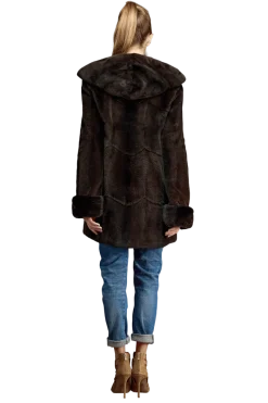 Sale Hooded Plucked Mink Fur Jacket Women Fur Jackets