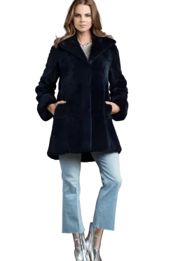 Sale Hooded Plucked Mink Fur Jacket Women Fur Jackets