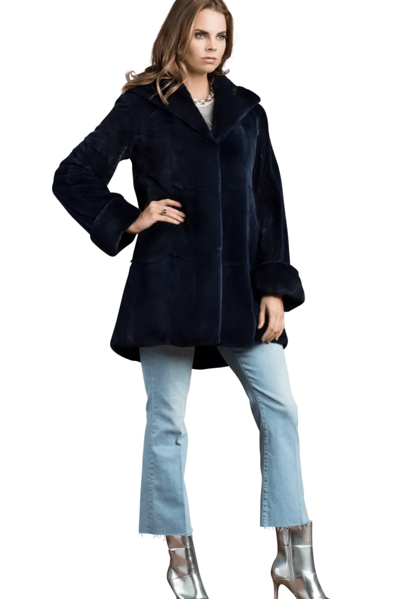Sale Hooded Plucked Mink Fur Jacket Women Fur Jackets