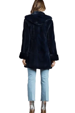 Sale Hooded Plucked Mink Fur Jacket Women Fur Jackets