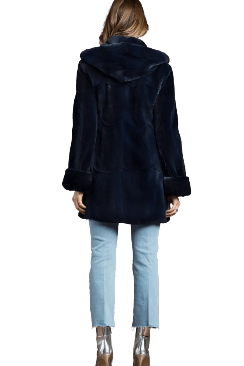 Sale Hooded Plucked Mink Fur Jacket Women Fur Jackets