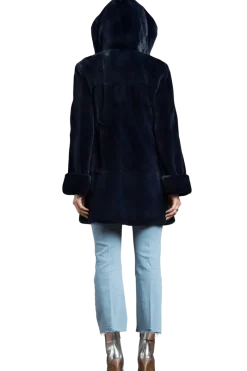 Sale Hooded Plucked Mink Fur Jacket Women Fur Jackets
