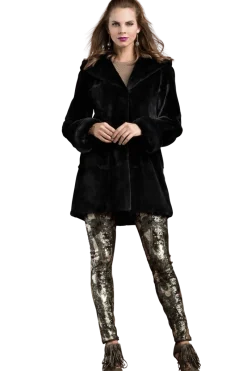 Sale Hooded Plucked Mink Fur Jacket Women Fur Jackets