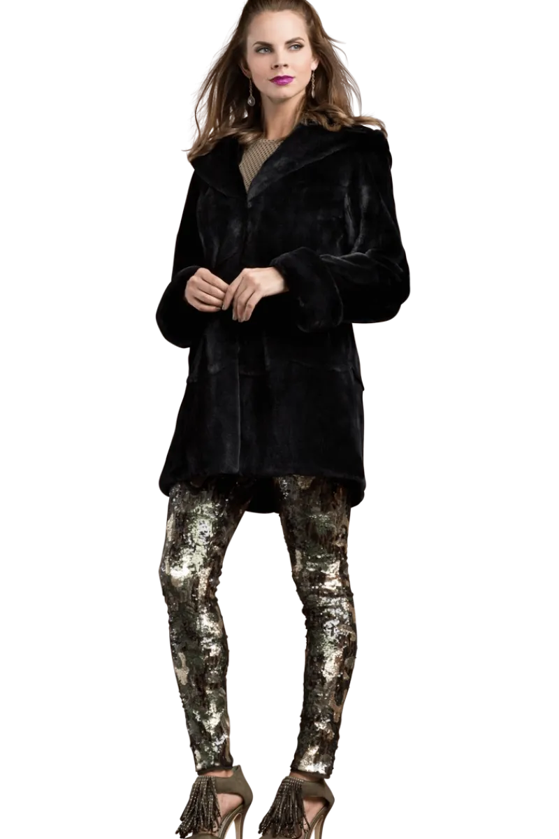 Sale Hooded Plucked Mink Fur Jacket Women Fur Jackets