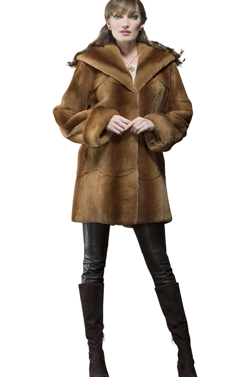 Sale Hooded Plucked Mink Fur Jacket Women Fur Jackets