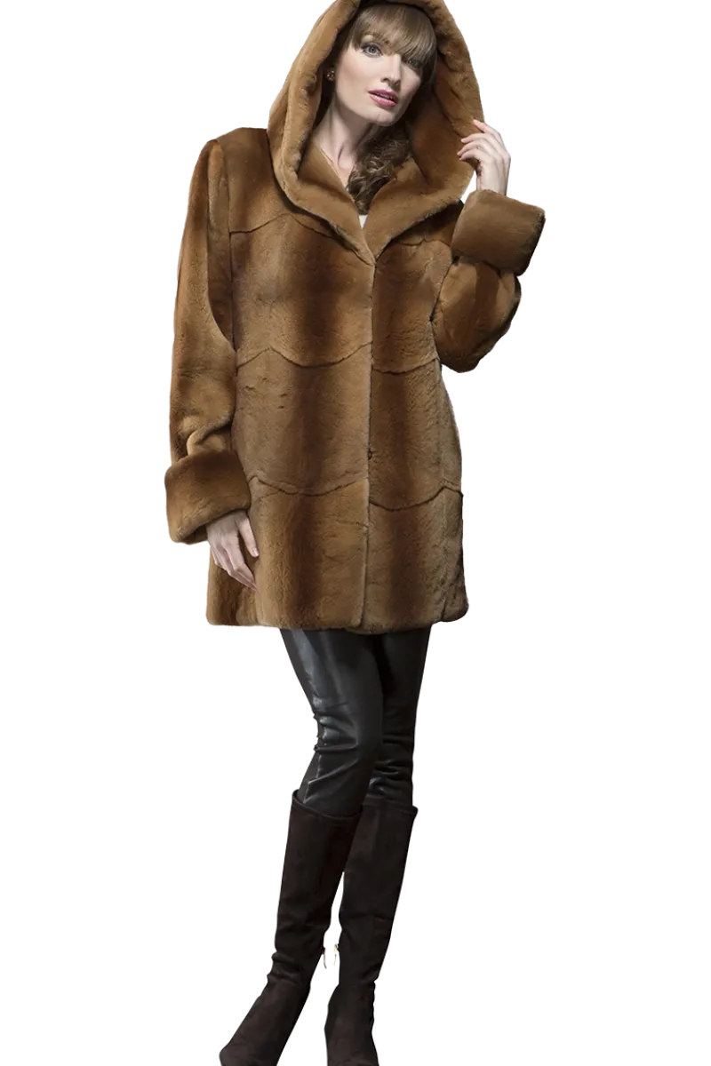 Sale Hooded Plucked Mink Fur Jacket Women Fur Jackets