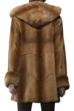 Sale Hooded Plucked Mink Fur Jacket Women Fur Jackets