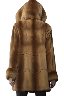 Sale Hooded Plucked Mink Fur Jacket Women Fur Jackets