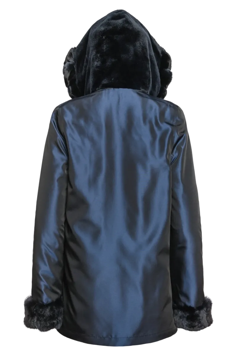 Outlet Hooded Reversible Sheared Mink and Chinchilla Fur Jacket Women Mink|Fur Jackets
